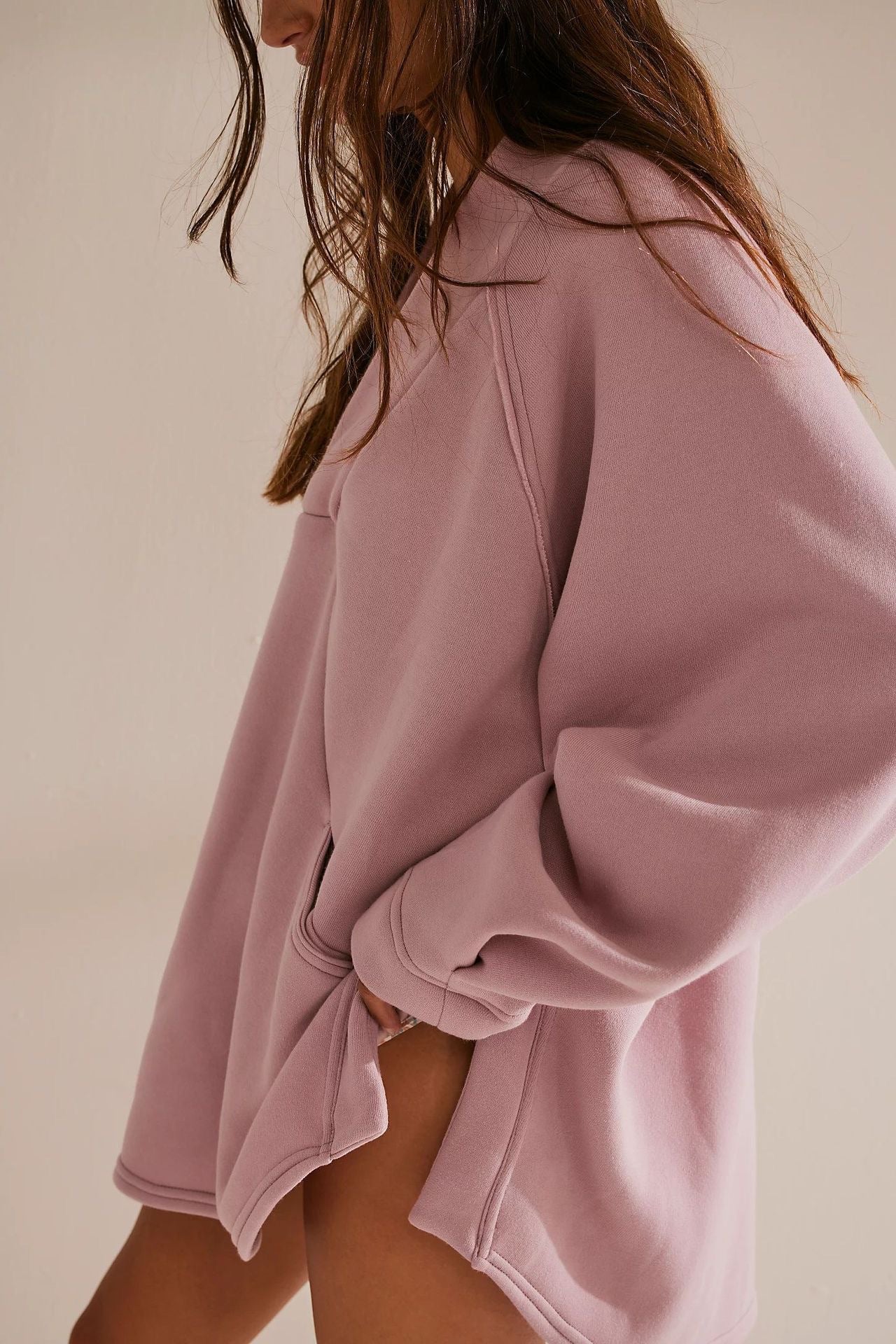 Casual Deep V-Neck Loose Pocket Sweatshirt for Women