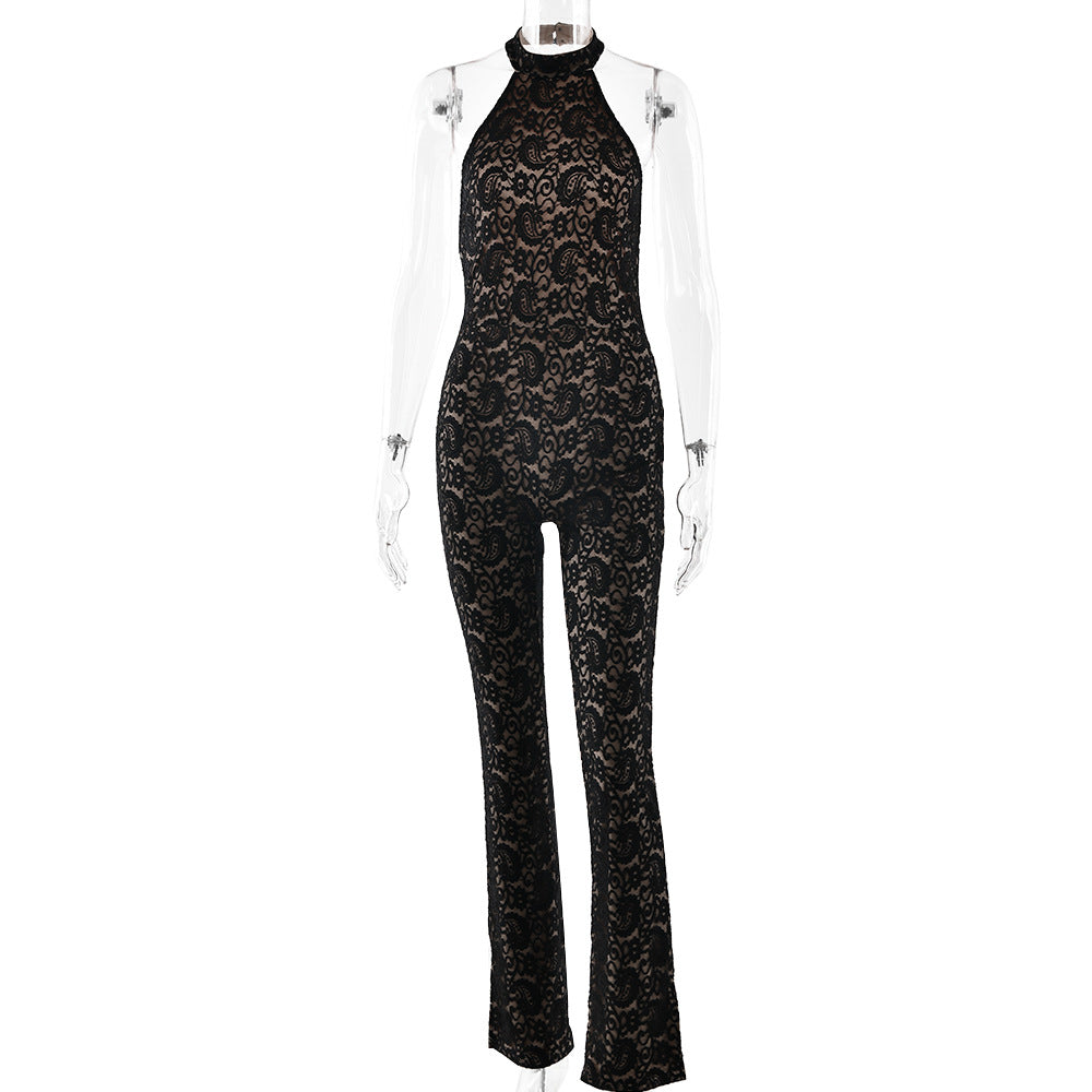 Sexy Backless Lace Sleeveless Jumpsuit