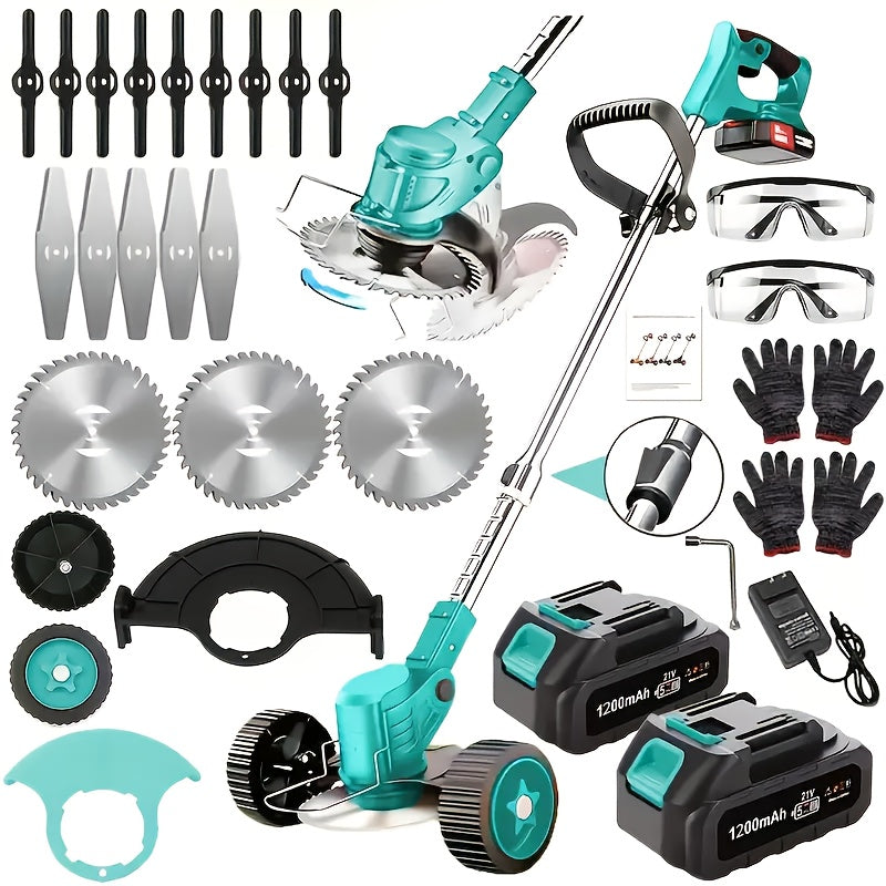 Portable Home Cordless Electric Lawn Mower, Yard Weeder/Cordless Lawn Mower With 3 Blade Sizes And Two High-Capacity Lithium-ion Batteries, Strong Power, Lots Of Freebies, Suitable For Lawn, Yard...
