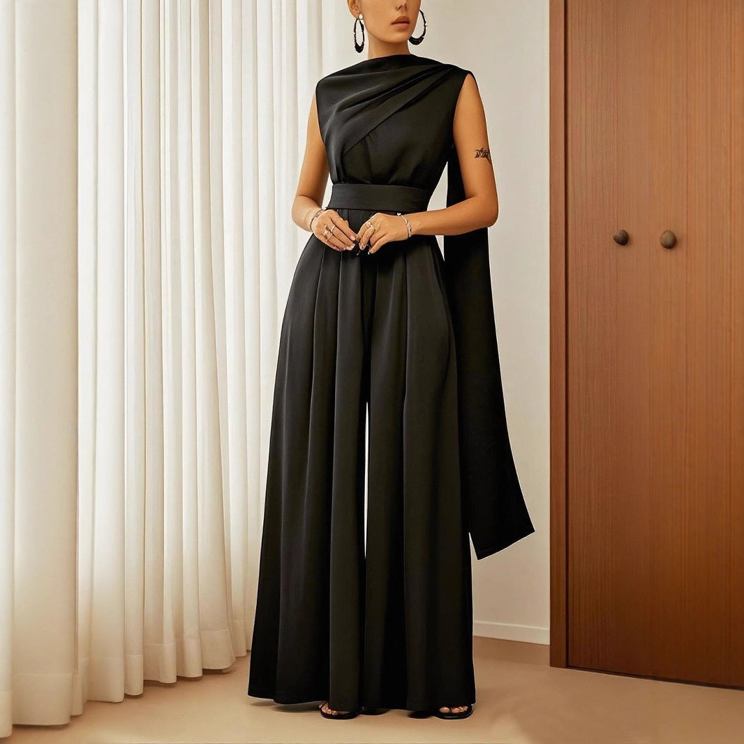 Women's Elegant Solid Slim-Fit Casual Jumpsuit