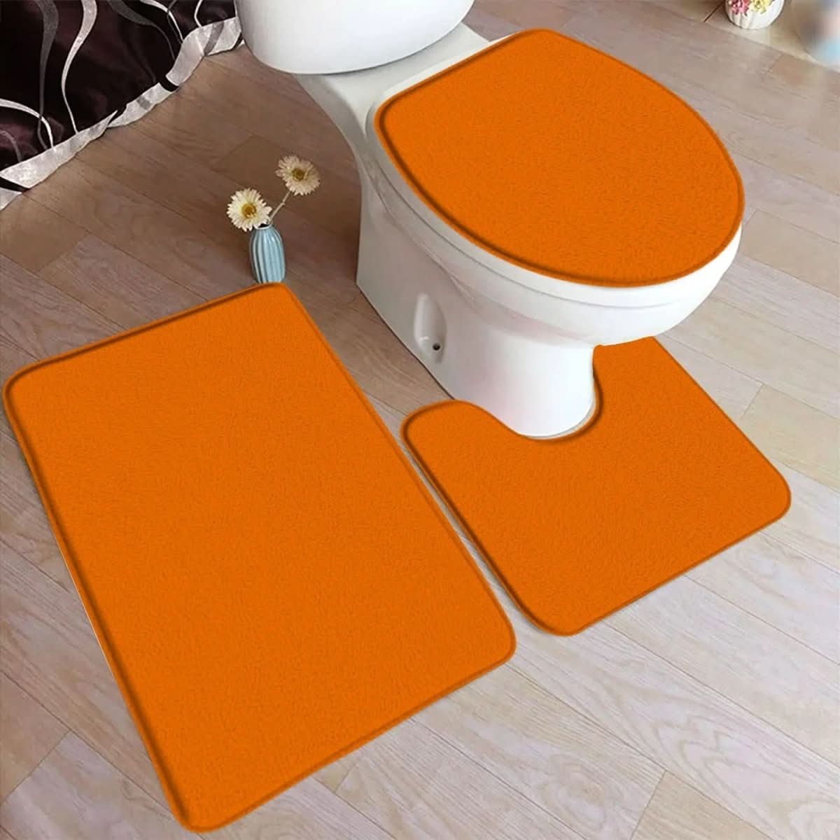 Flannel Bathroom Three Piece Set