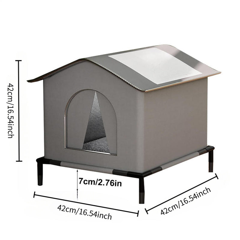 Heated Outdoor Dog Shelter For Small & X-Small Breeds - Portable Winter Warmth With Easy Assembly, Grey Kennel For Stray & Pet Dogs, Cold Weather (No-Fill Design, Heating System)