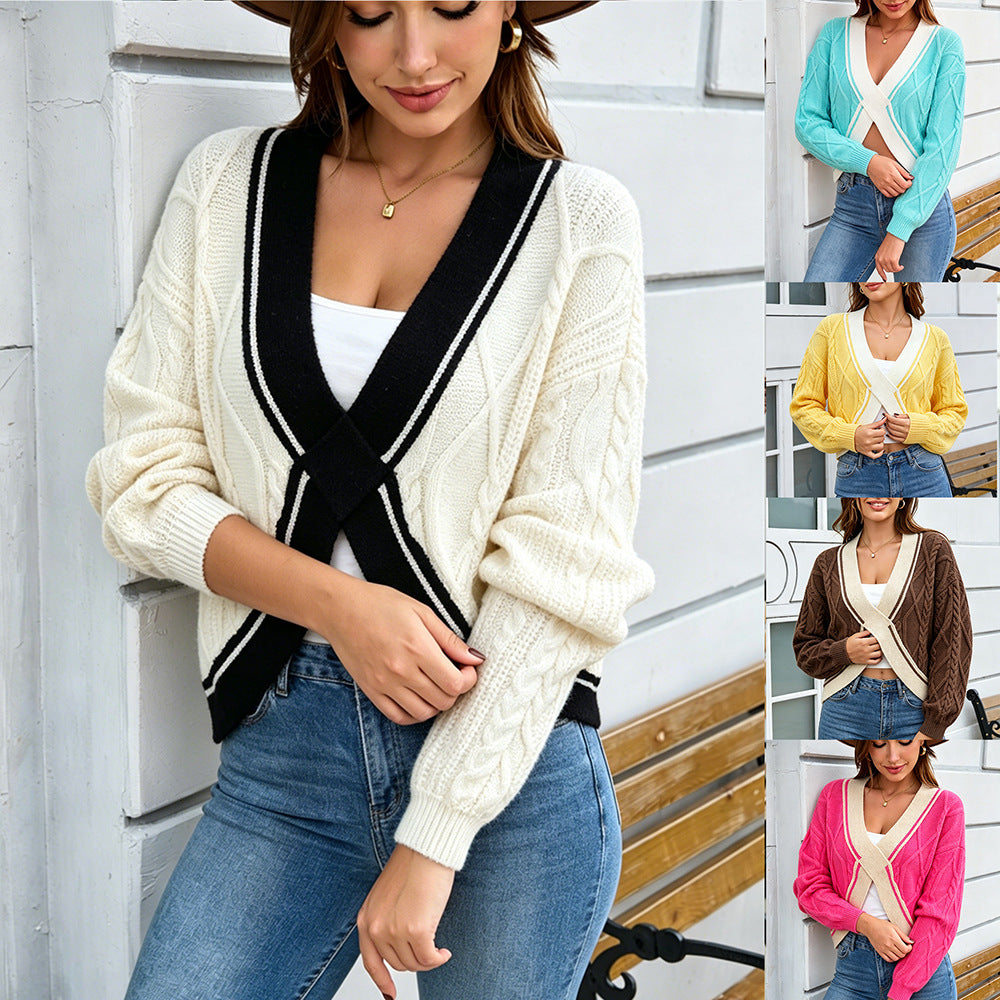 Womens Fashionable Cropped Knit Oversized Sweater