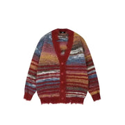 New Womens Relaxed Retro Rainbow-colorblock Sweater