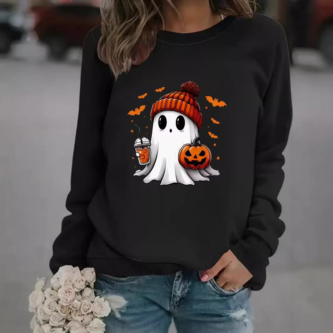 Ghost Snowman Print Crewneck Sweater