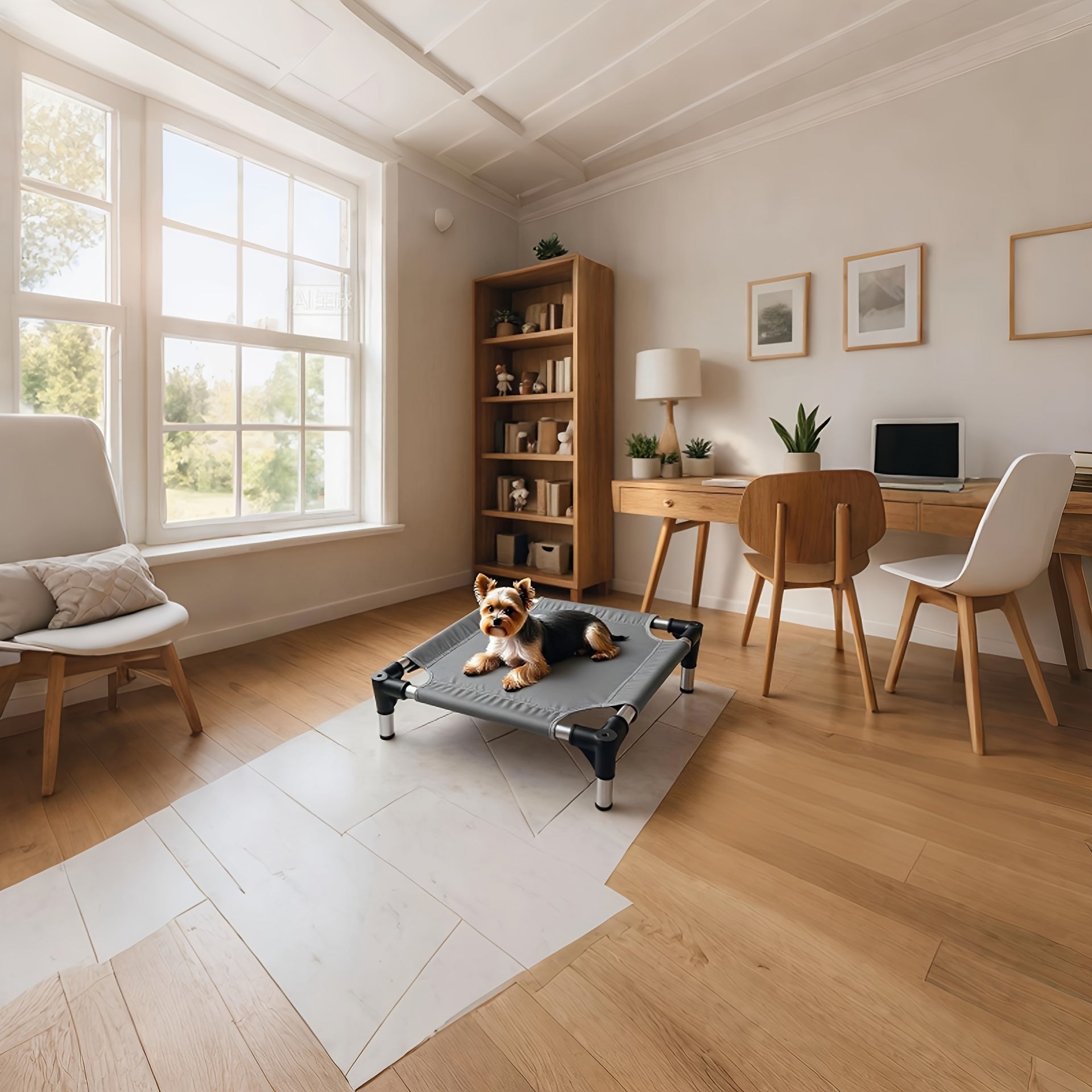 1Pc Gray Pet Bed With Breathable Mesh & Stainless Steel Frame - Portable Foldable Design, Easy Assembly & Storage, Durable Polyester Fiber For Small/Medium Dogs, Cats, Puppies - All-Season Use, Det...