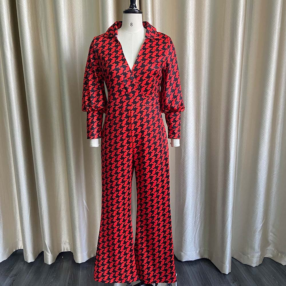 Chic V-Neck High Waist Straight Leg Jumpsuit