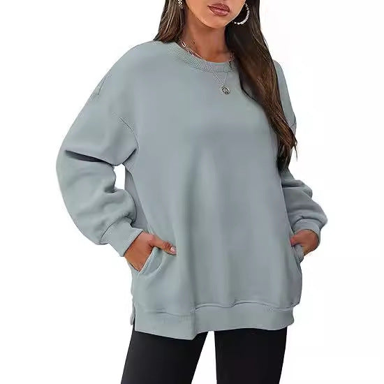 Oversized Velvet Long Sleeve Pullover Sweatshirt