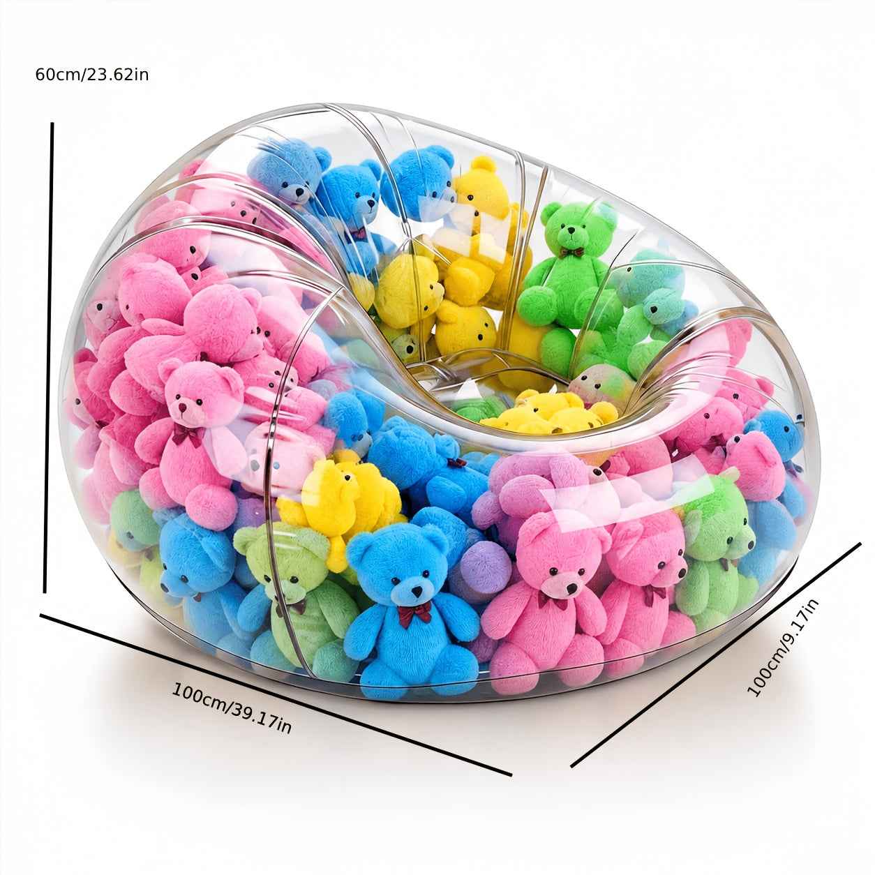 Large Capacity Transparent Doll Storage Bag with Zipper Closure