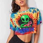 Trendy Women's Short Sleeve Graphic Tee – Slim Fit, Round Neck