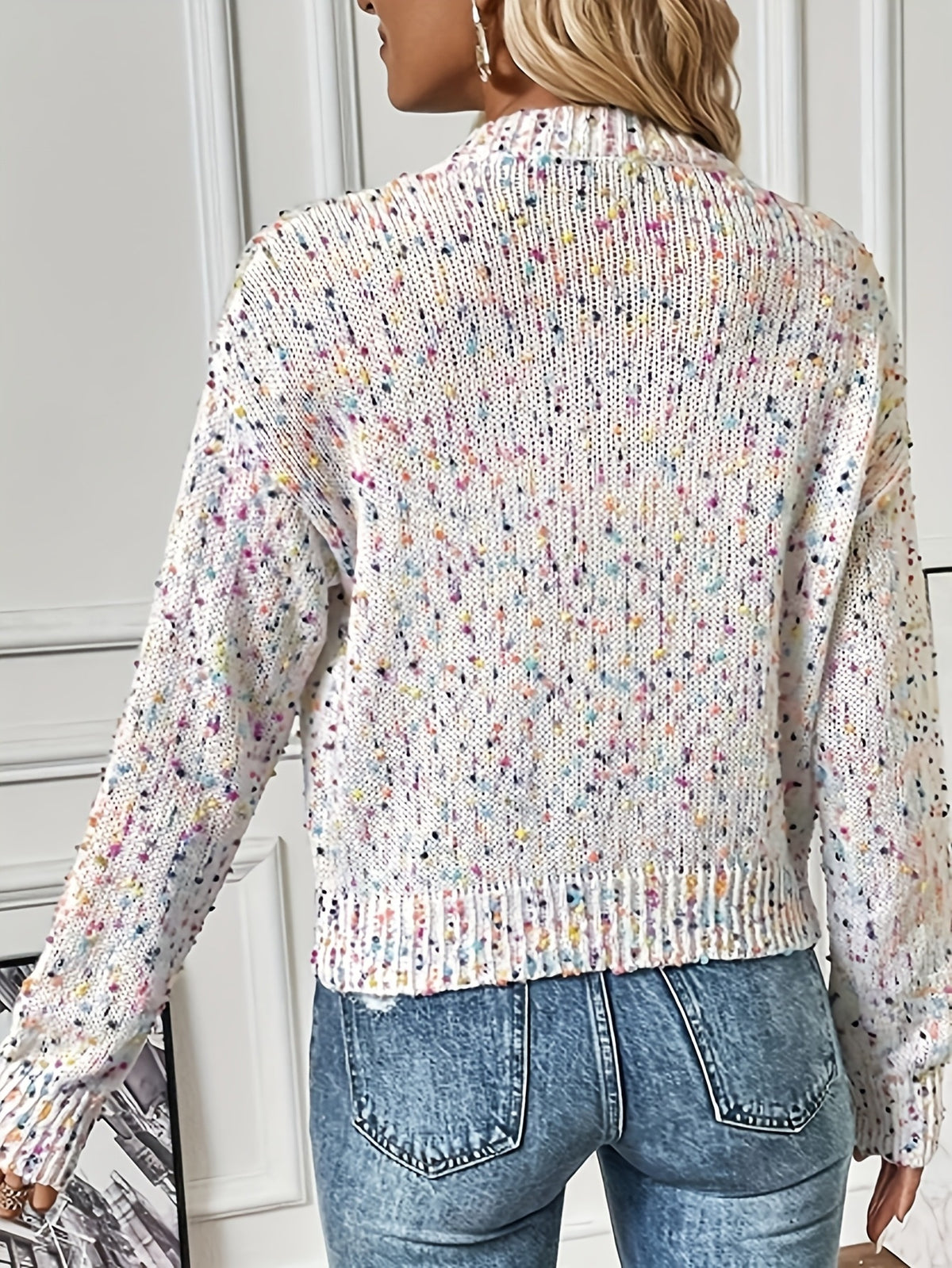 Colorful Polka-dot Patchwork Pullover Sweater