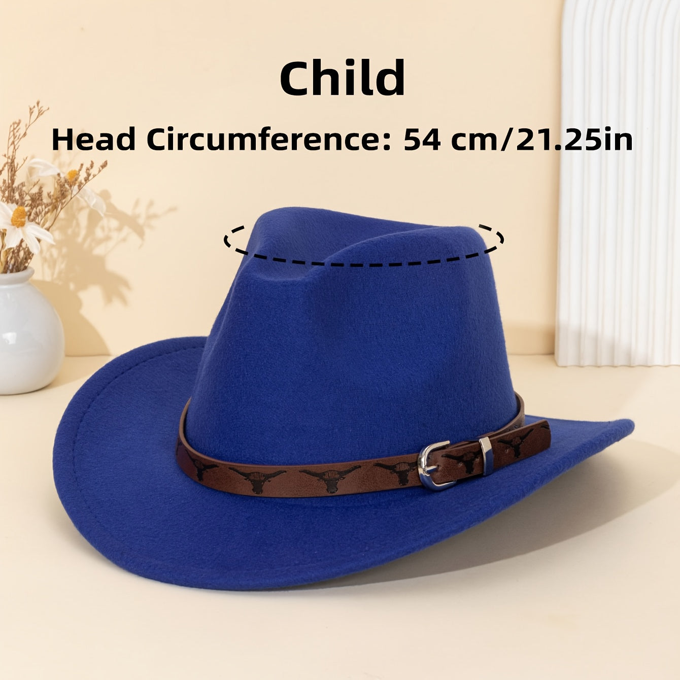 Brown Leather Western Cowboy Hat with Bull Print