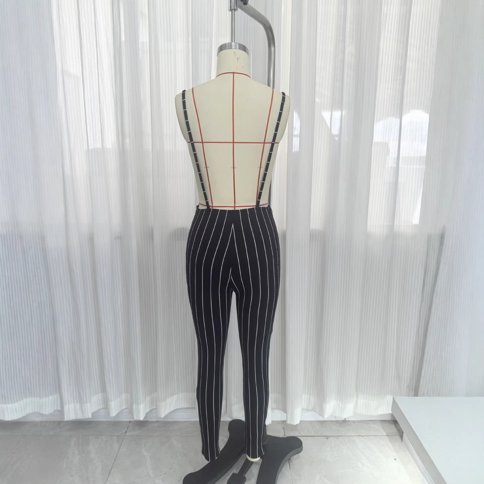 Women's Elegant Casual High-Waist Suspender Jumpsuit