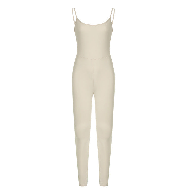 Women's Solid High-Waist Sports Yoga Jumpsuit