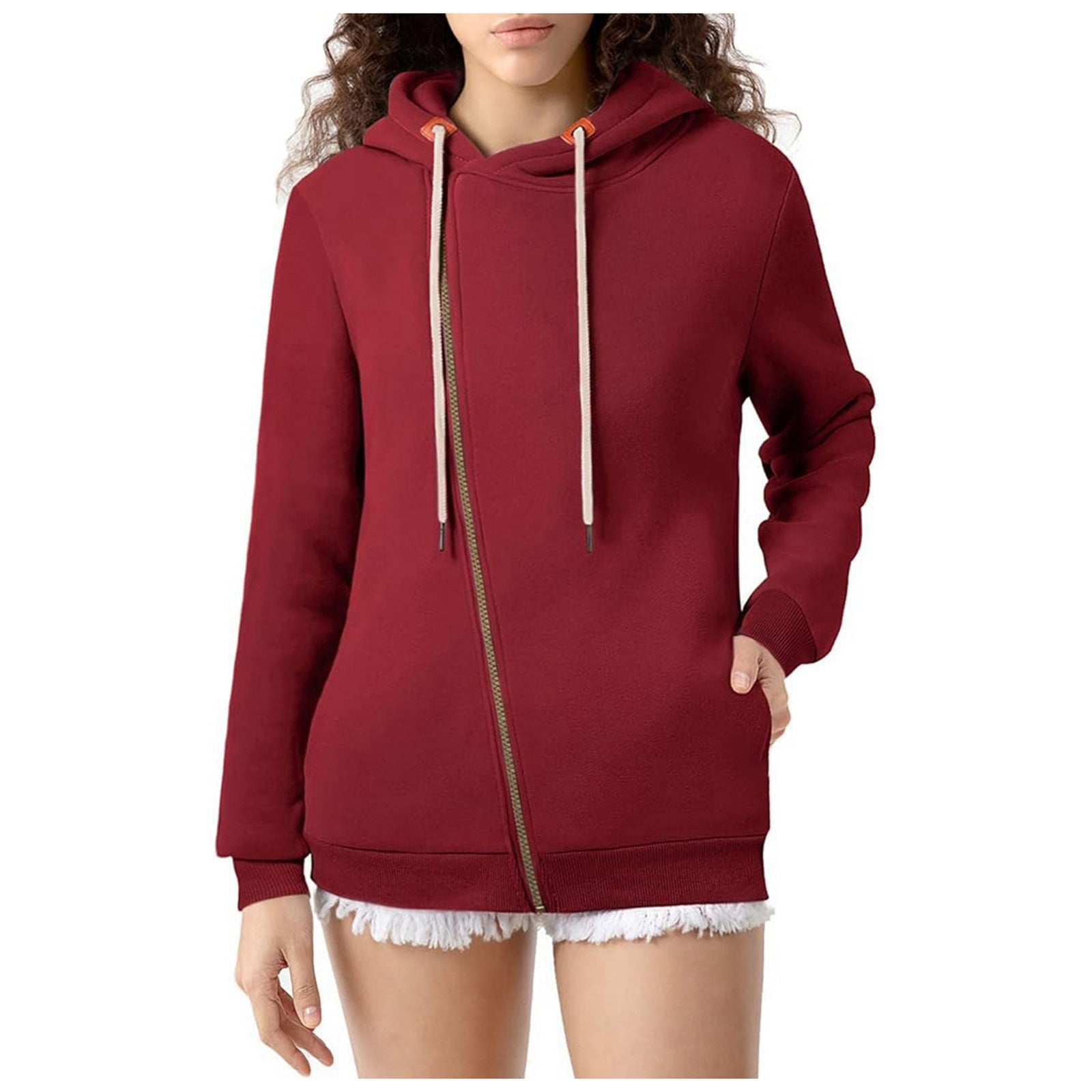 Women's Cozy Zip-Up Hooded Sweatshirt with Pockets