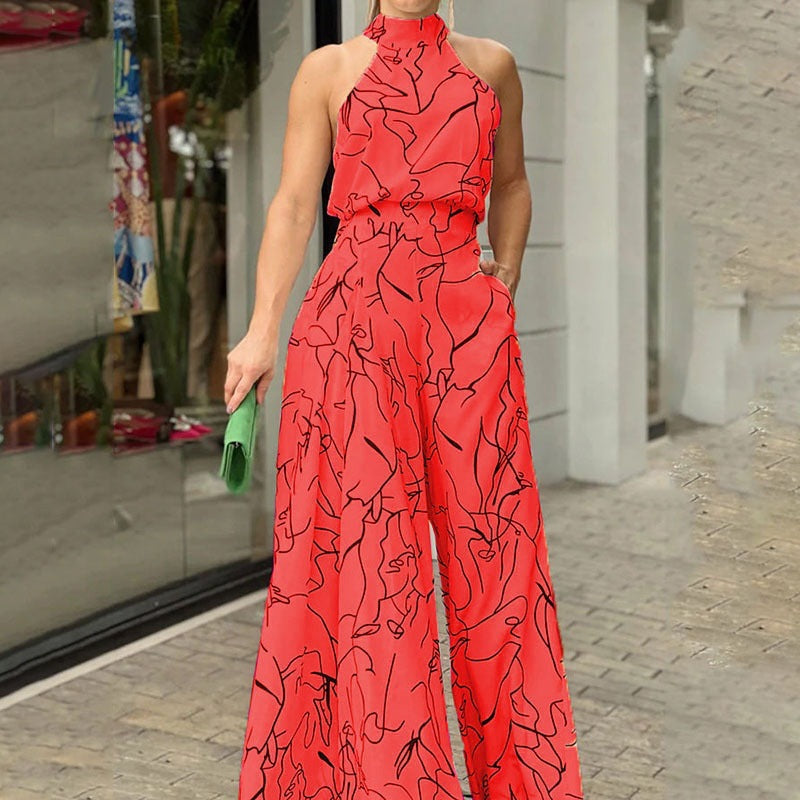 Elegant Halterneck Wide-Leg Jumpsuit