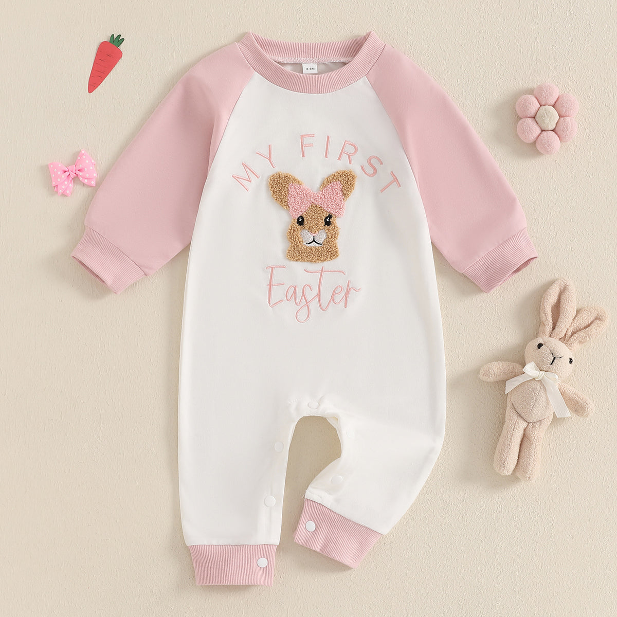 Cute Cartoon Color-Block Baby Romper Jumpsuit
