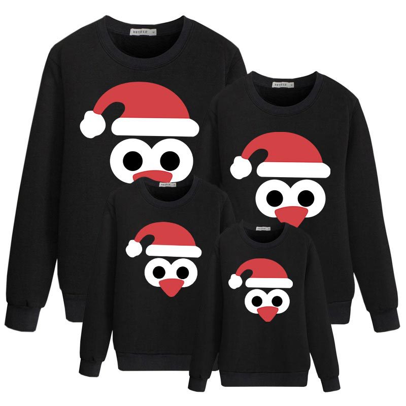 Matching Family Christmas Cartoon Print Hoodies