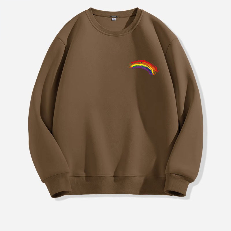 Women's Long-sleeved Solid Color Rainbow Printing Sweater