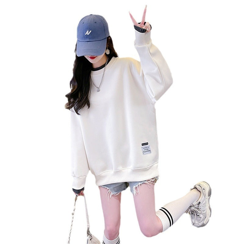 Cozy Fleece-Lined Fake Two-Piece Sweatshirt