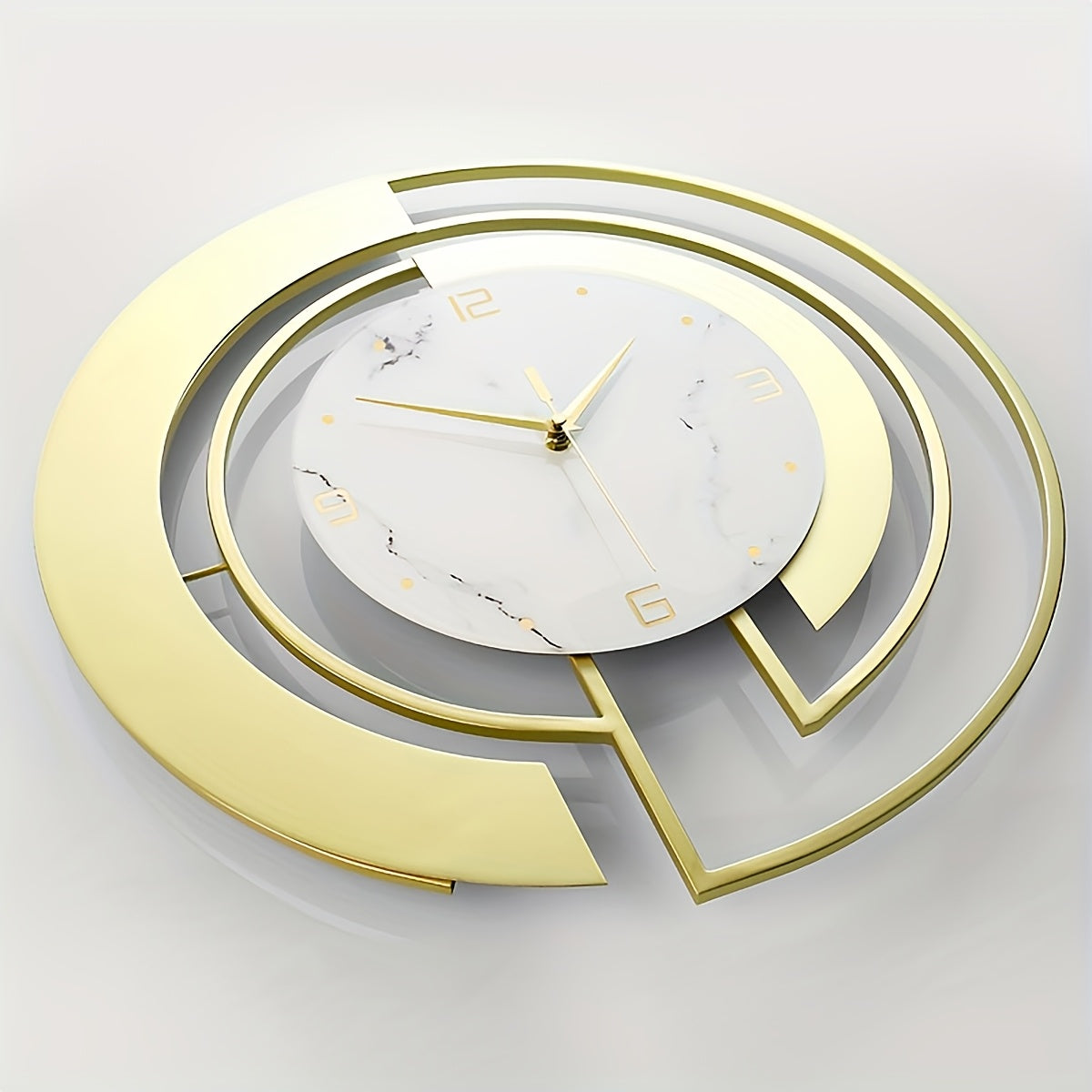 Mi-Yi Creative Geometric Metal Wall Clock - Silent, Battery-Powered, Round Shape for Living Room and Bedroom, AA Battery Required