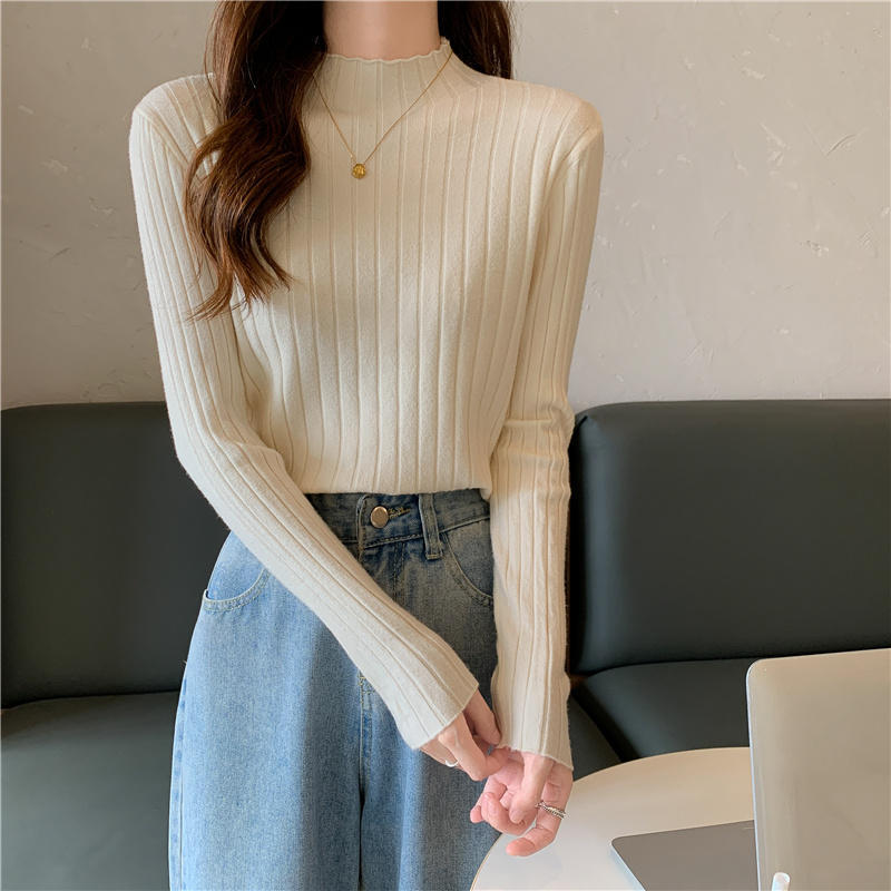 Slim-Fit Mock Neck Long-Sleeve Layering Sweater