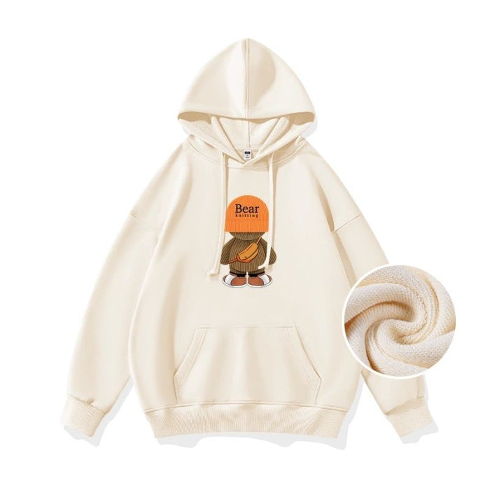 Cozy Cartoon Pocket Long Sleeve Pullover Women's Sweater