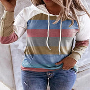 Chic Striped Long-Sleeve Hoodie for Women