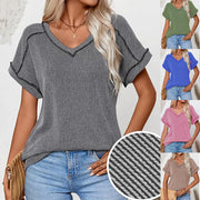 Two-Tone Twisty Stretch V-Neck Tee – Loose Fit Streetwear