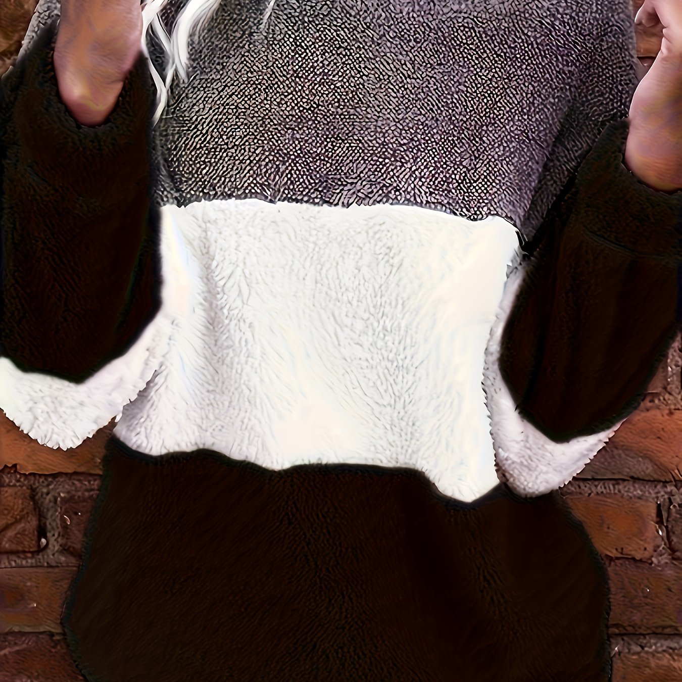 Plus Size Color Block Striped Fleece Hoodie