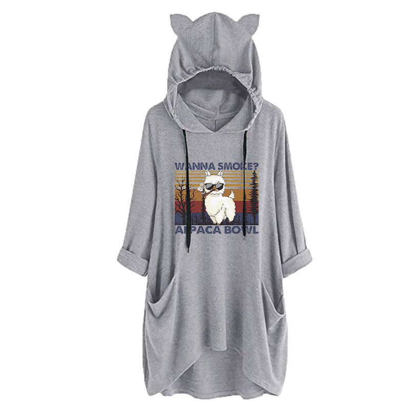 Cute Cat Ears Loose Pullover Sweatshirt