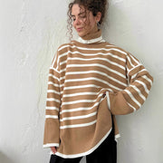 New High-neck Pullover Knit Sweater a Versatile, Relaxed-fit Design
