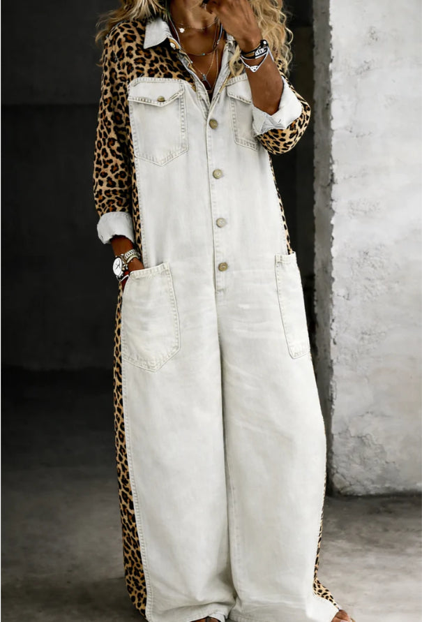 Retro Vintage Wide-Leg Casual Jumpsuit
