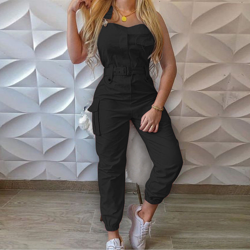 Women's Trendy Strapless Cargo Jumpsuit