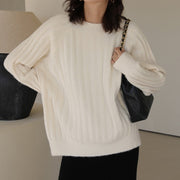 Womens Round-neck Loose-fit Knitted Bottoming Sweater