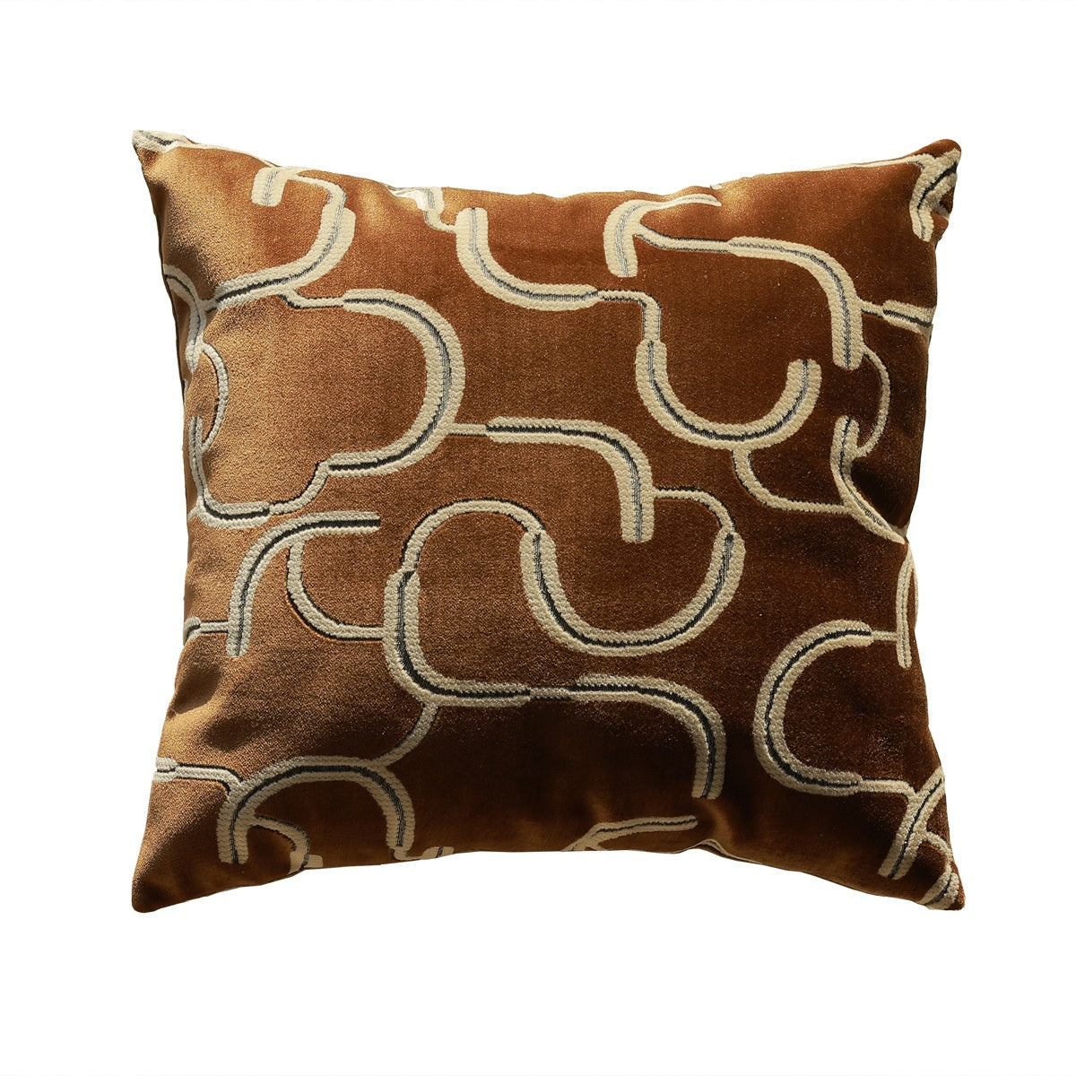 Brown Sofa Cushion Cover & Lumbar Pillow - Geometric Cotton Throw Pillow
