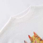 Plus Size Women's Knitted Cute Cat Casual Fashion Pullover Top