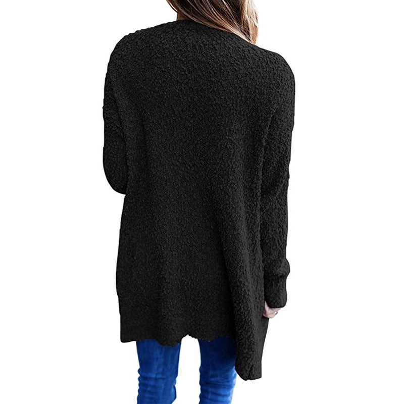 Cozy Fleece Double-Pocket Knit Cardigan Sweater