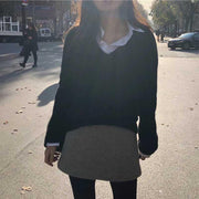 Japanese Style V-Neck Knit Sweater for Women