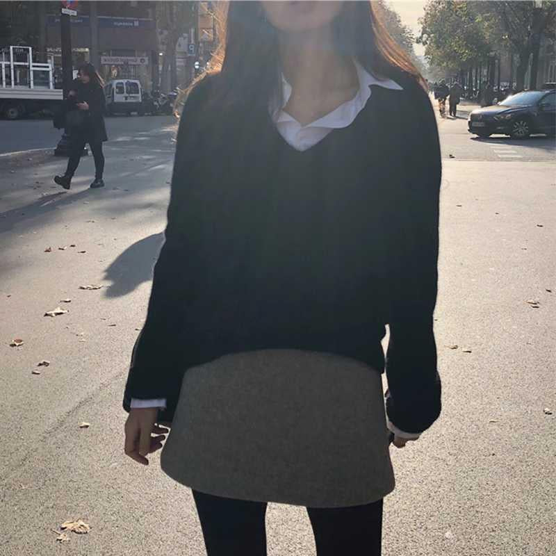 Japanese Style V-Neck Knit Sweater for Women