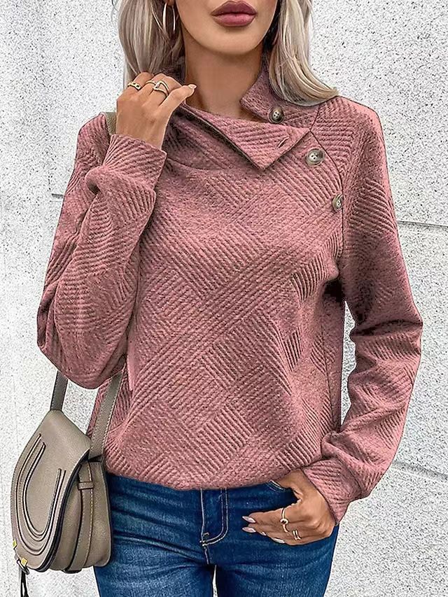 Asymmetric Solid Long Sleeve Pullover