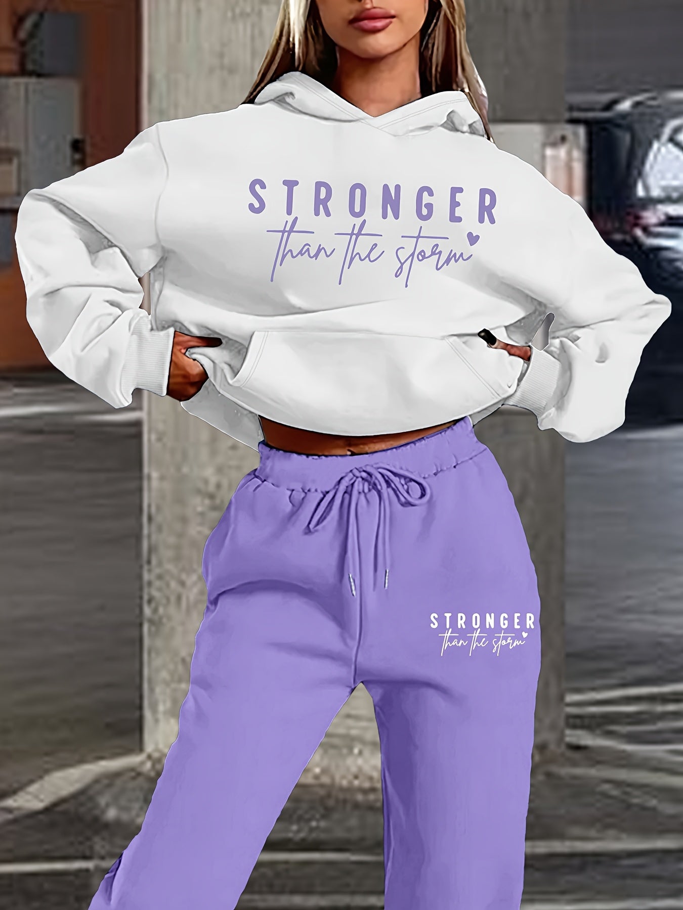 Fleece Hoodie Set Premium Fleece Hoodie & Sweatpants Set for Women - Stylish Autumn Winter Two-Piece Outfit, Youthful & Versatile Fashion