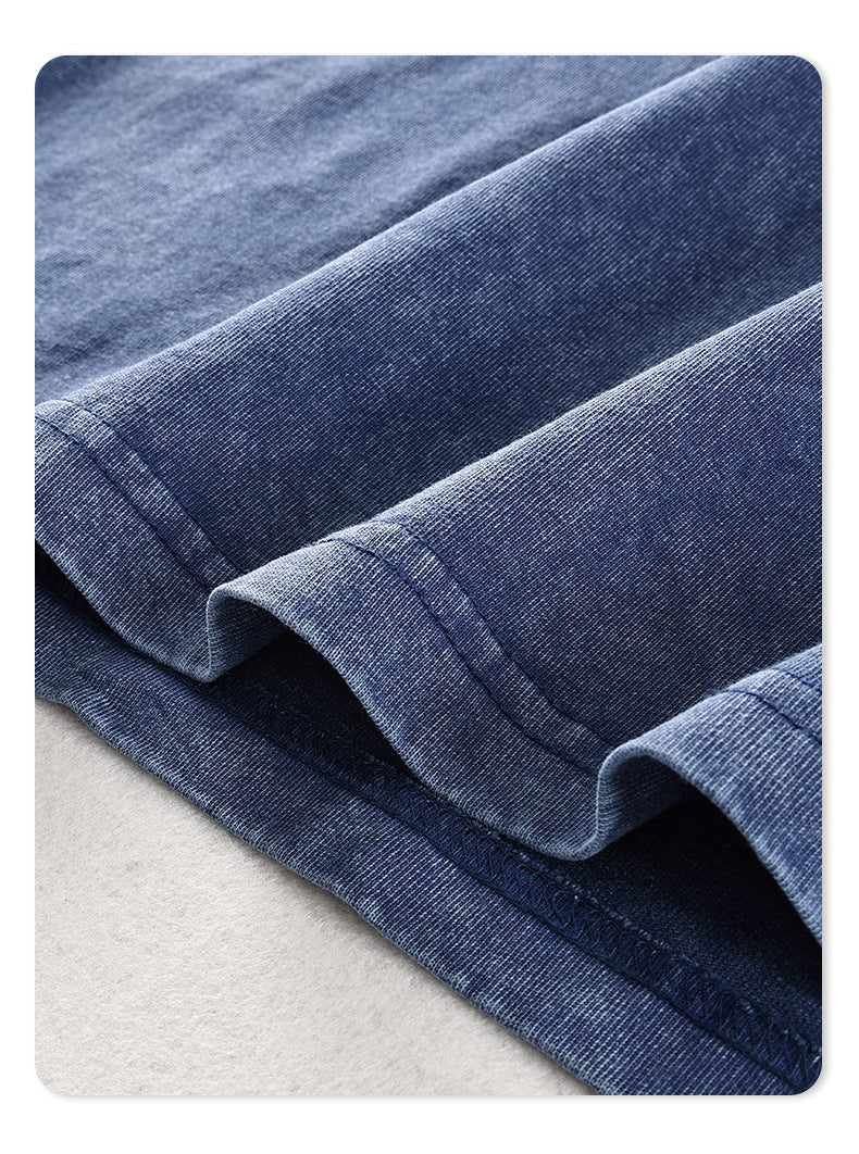 Solid Blank Ribbed Sleeve T Shirt