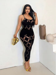 High-Waisted Hollowed-Out Bodycon Dress