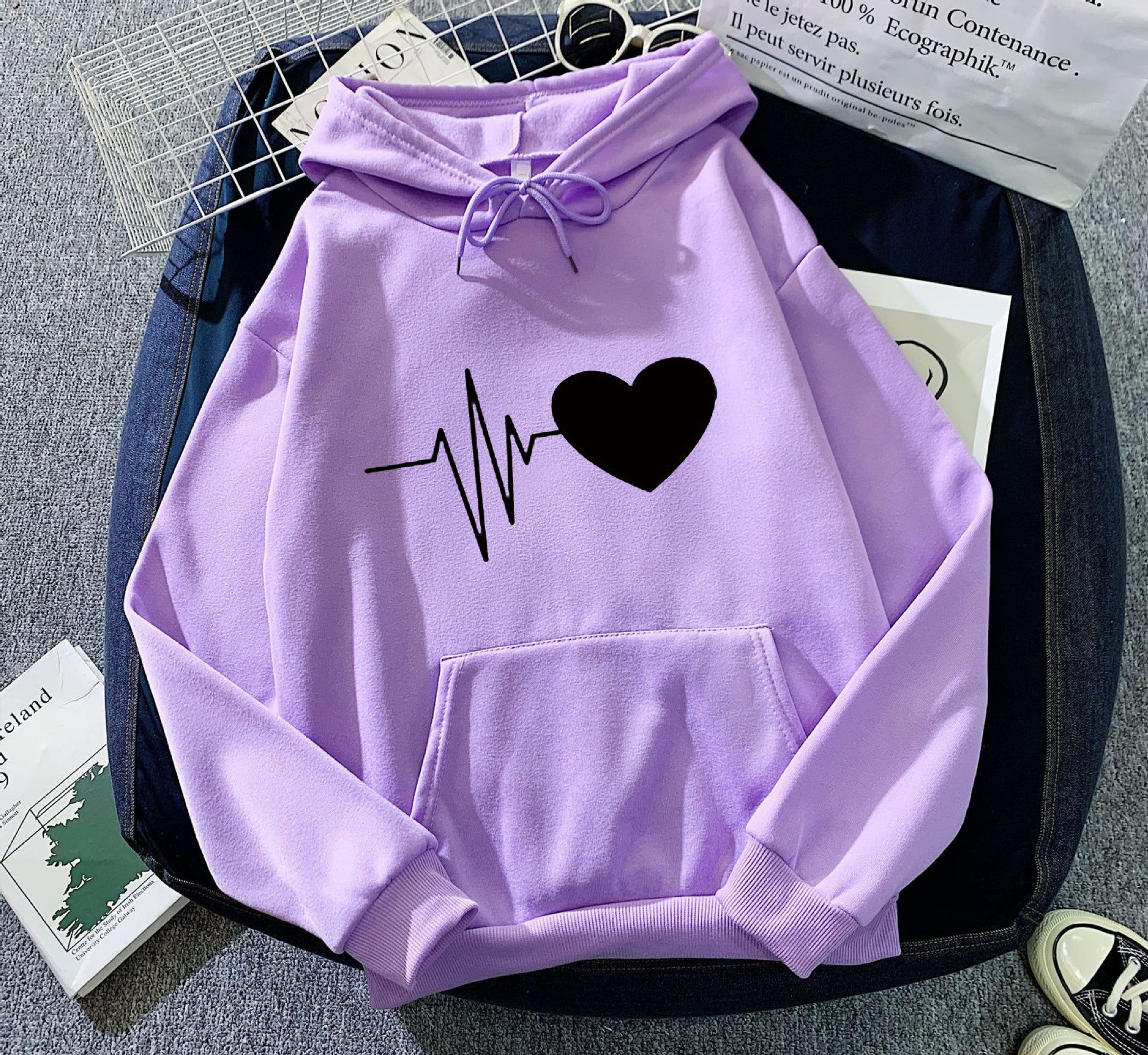Cozy Fleece-Lined Loose Winter Hoodie for Women