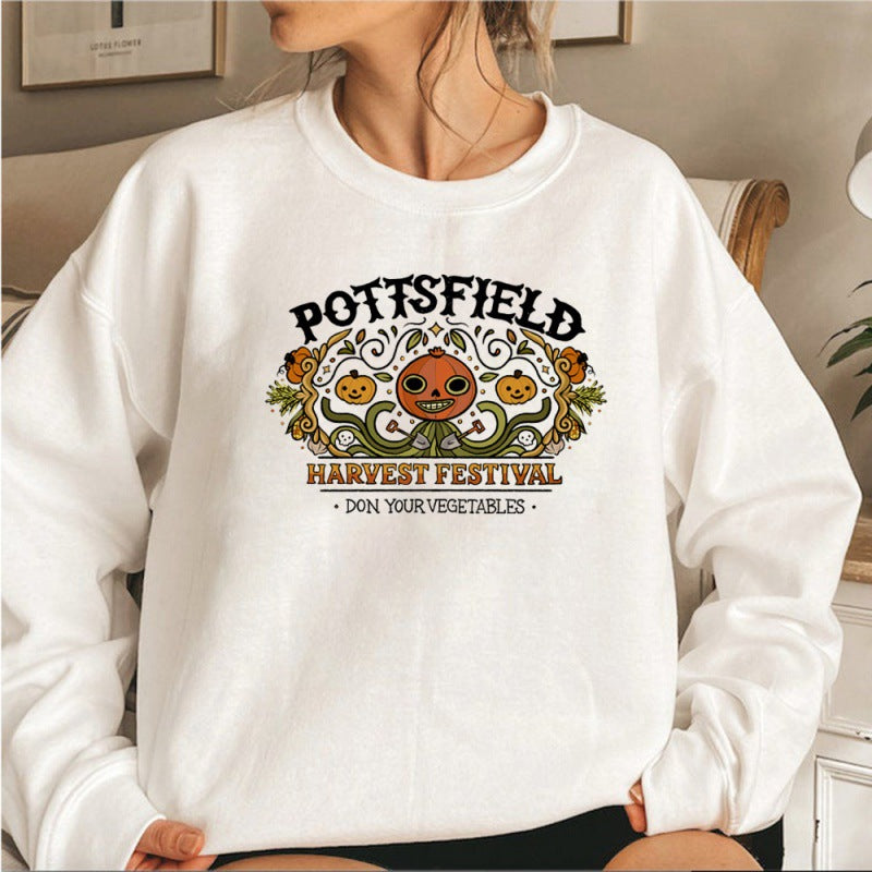 Women's Halloween Pumpkin Print Pullover Sweatshirt