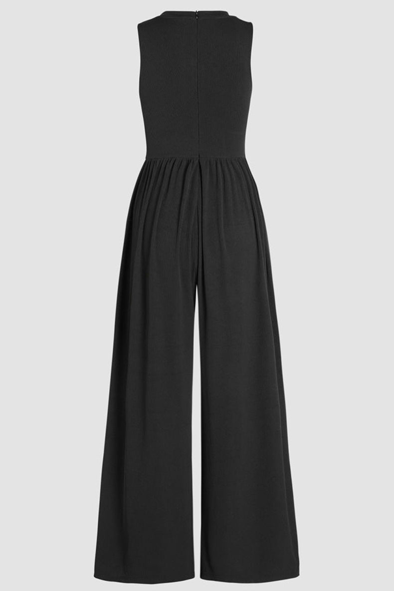 Women's Casual Wide-Leg Sleeveless Jumpsuit