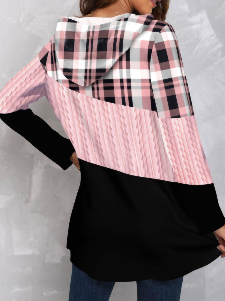 Women's Casual Hooded Digital Print Pullover Sweater