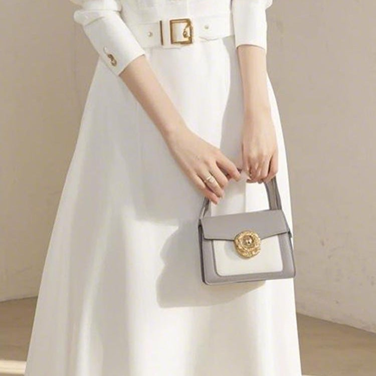Elegant White V-Neck Shirt Dress for Formal Wear