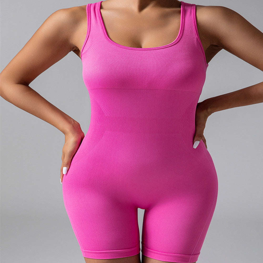 Seamless High-Waist Yoga Jumpsuit with Chest Pad